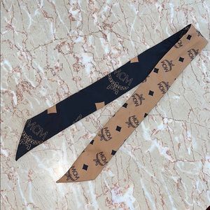 MCM Worldwide Twilly scarf cognac and black print